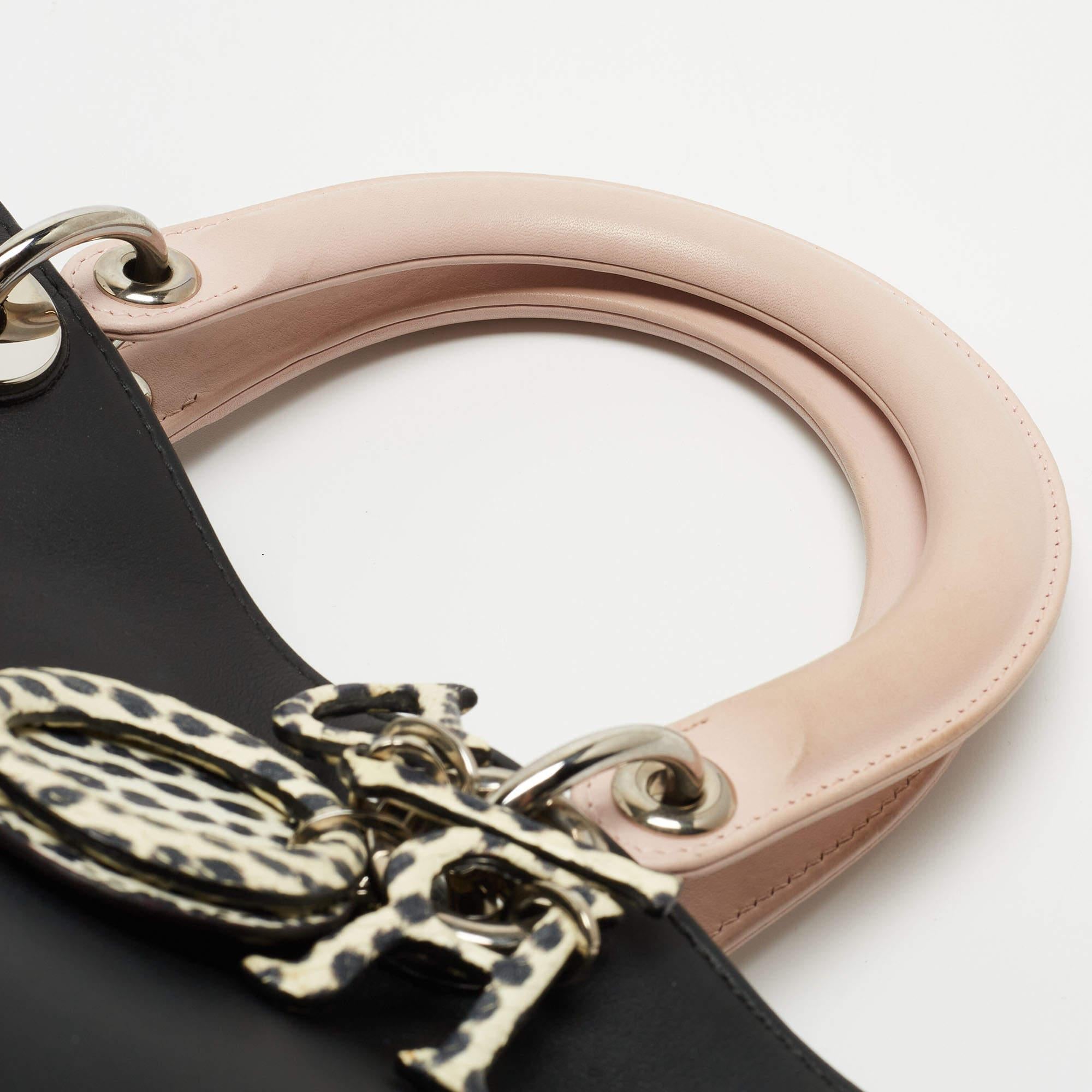 Dior Tri Color Leather and Snakeskin Medium Diorissimo Shopper Tote 4