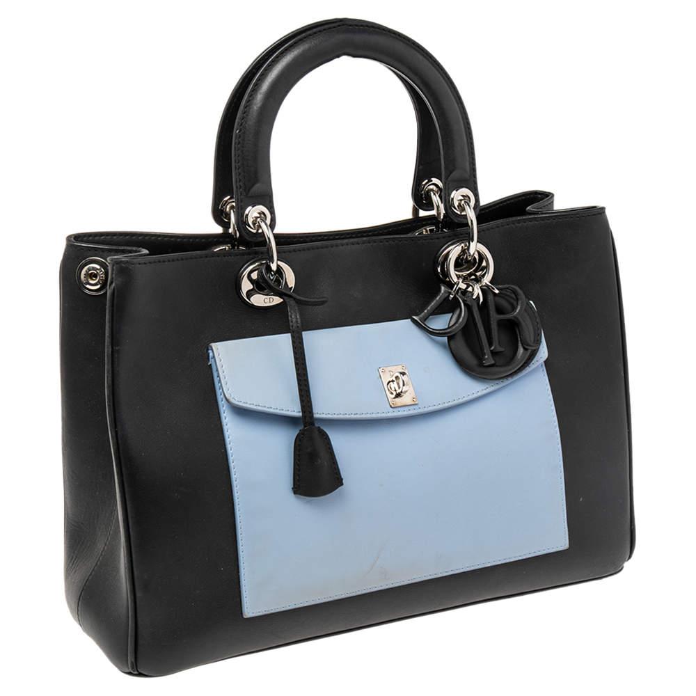 Dior Tri Color Leather Large Lady Dior Pocket Tote For Sale 1