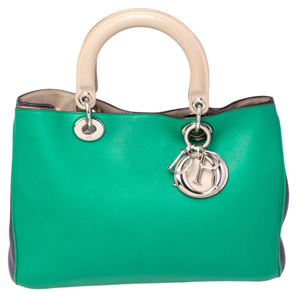 Dior Light Blue/Grey Leather Medium Lady Dior Tote at 1stDibs dior