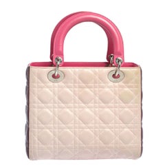 Dior Tri Color Leather Medium Lady Dior Tote