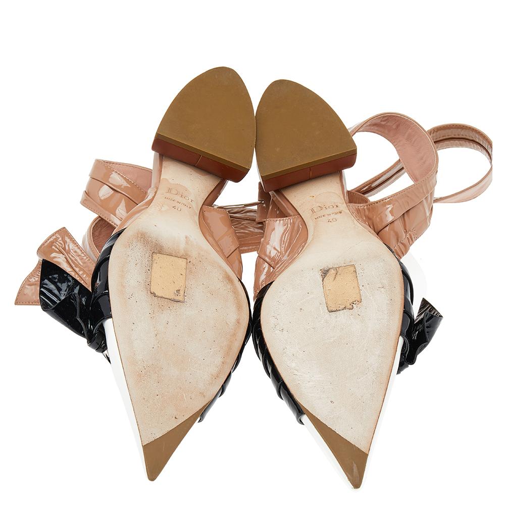 Dior Tri Color Patent Leather Conquest Ankle Wrap Sandals Size 40 In Good Condition In Dubai, Al Qouz 2