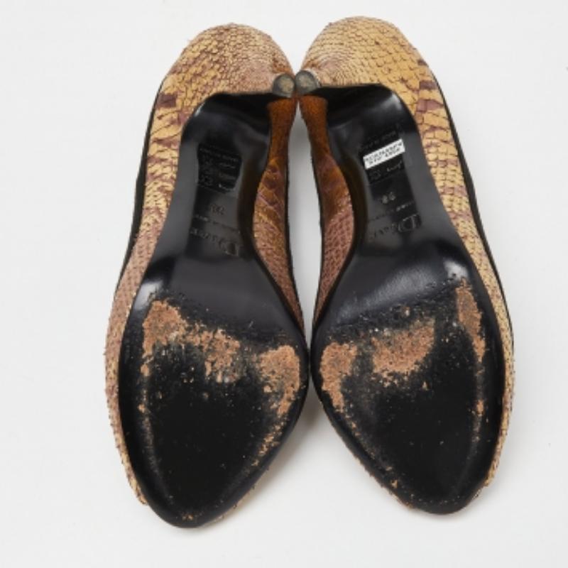 Dior Tri Farbe Wildleder und Python Peep Toe Pumps Größe 38 im Angebot 3