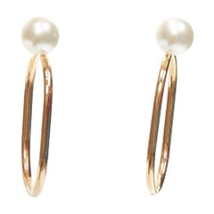 DIOR Tribale double pearl gold large oval hoop statement stud earrings pair