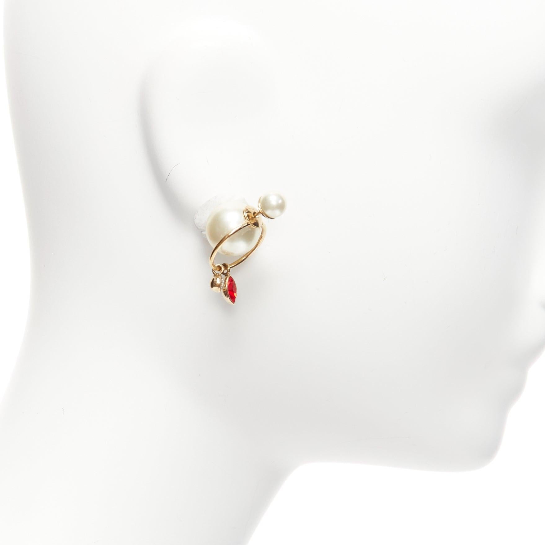 DIOR Tribale double perle rouge cristal clair goutte d'eau paire de boucles d'oreilles clous d'oreilles Pour femmes en vente