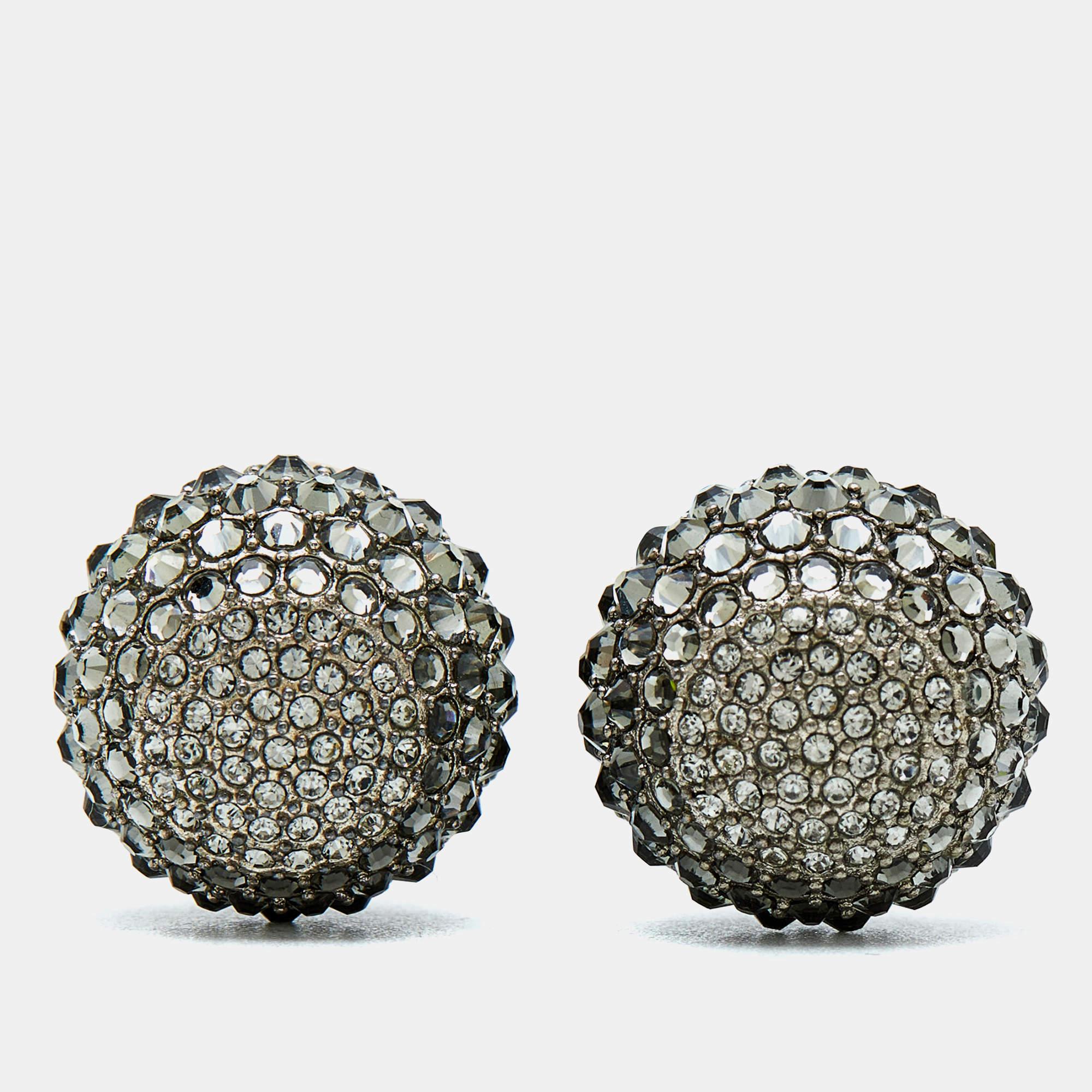Dior Tribales Crystals Faux Pearl Silver Tone Earrings In Excellent Condition In Dubai, Al Qouz 2
