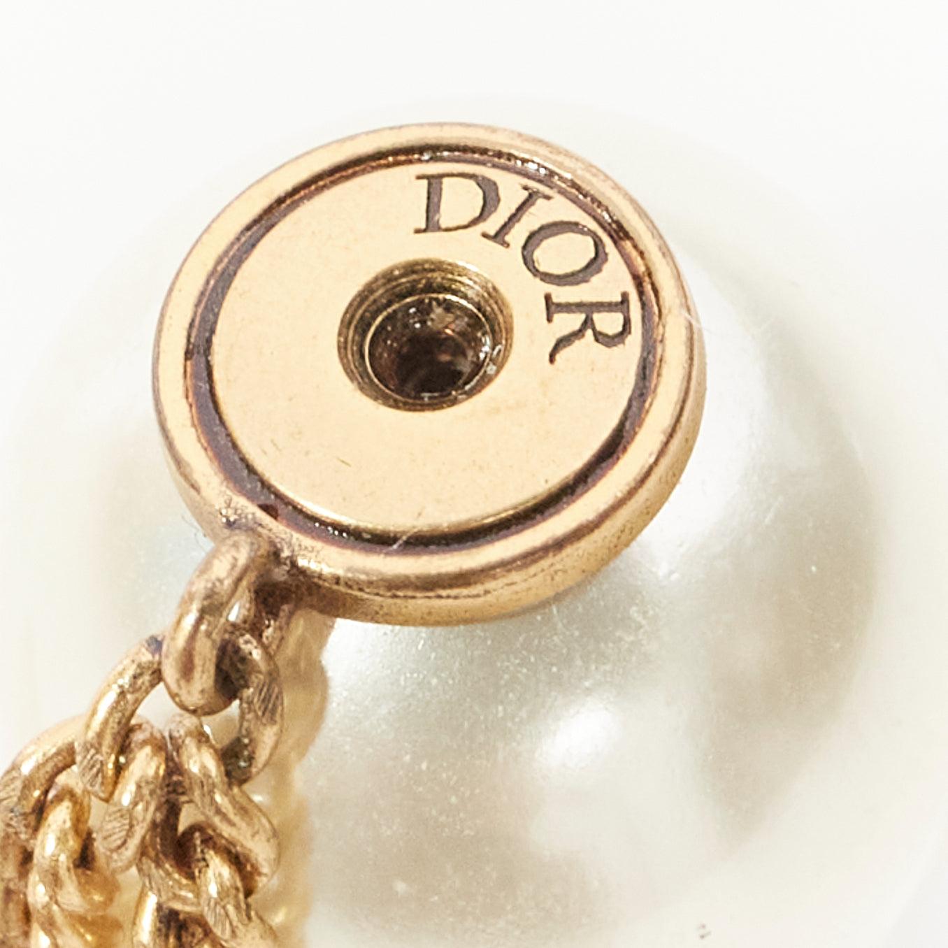 DIOR Tribales doble perlas CD encanto gota colgante cadena pin pendientes par en venta 2