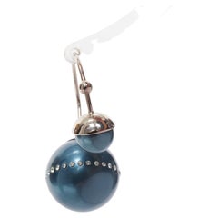 DIOR Tribales pealescent blue faux pearls crystal orbital pin earrings Pair