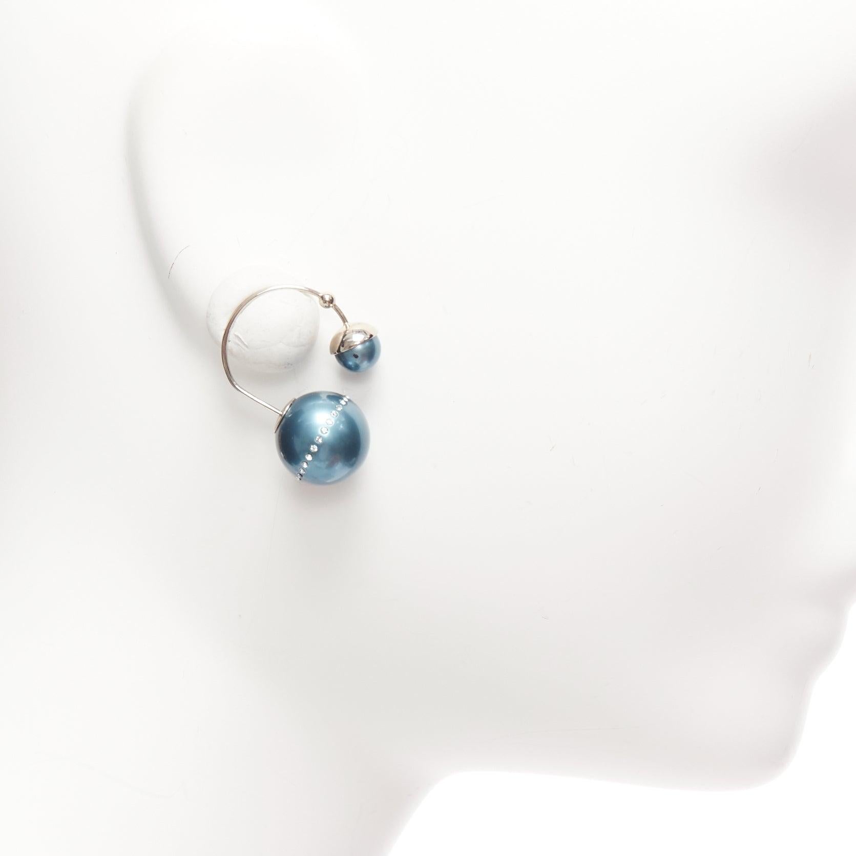 Women's DIOR Tribales pealescent blue faux pearls crystal orbital pin earrings Pair