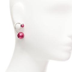 DIOR Tribales boucles d'oreilles orbitales en fausses perles de cristal rouge pealescent Paire de boucles d'oreilles