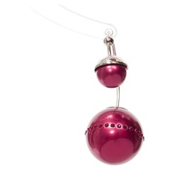 DIOR Tribales pealescent red faux pearls crystal orbital pin earrings Pair