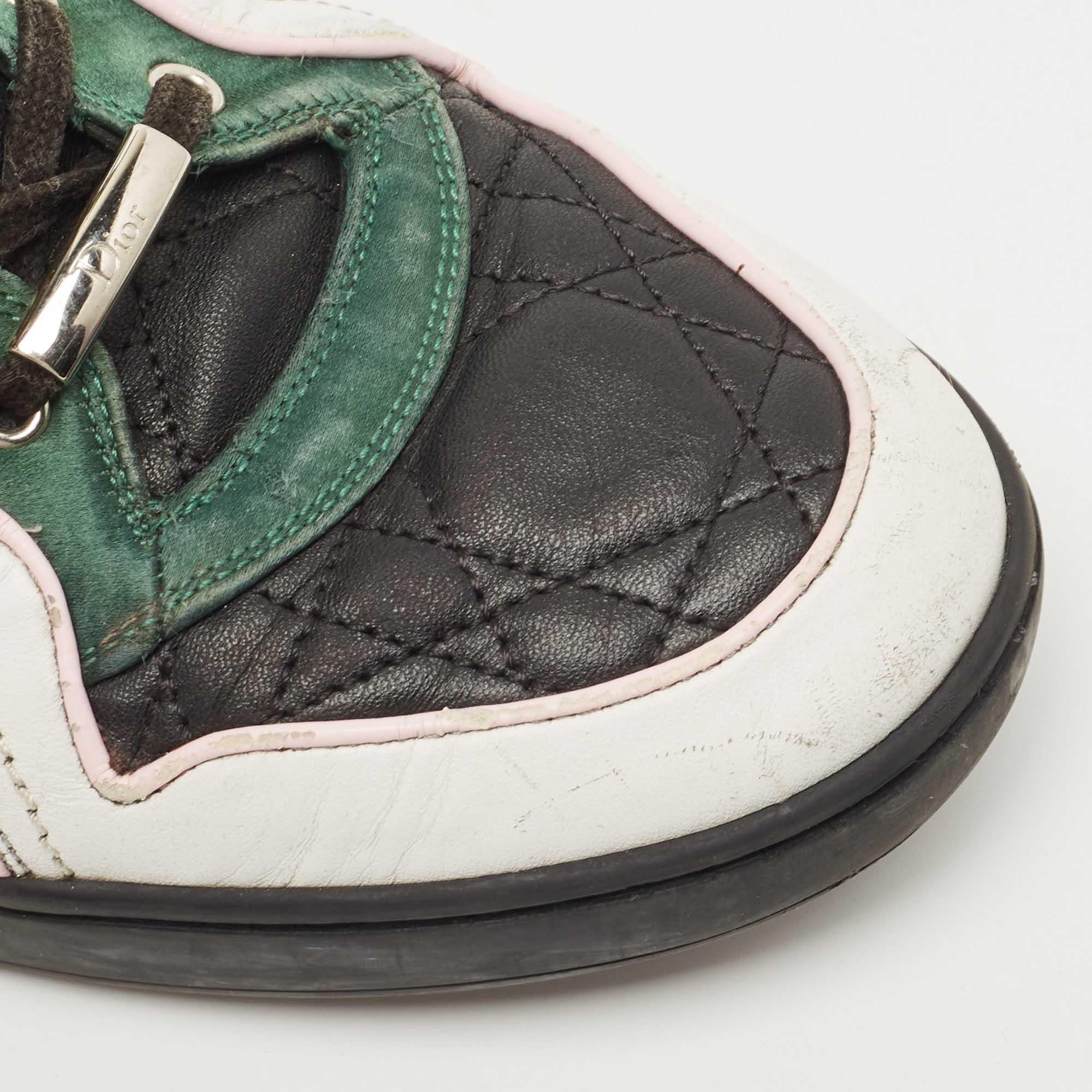 Dior Tricolor Cannage Leather and Satin High Top Sneakers Size 39 3