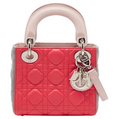 Dior Tricolor Cannage Leather Mini Lady Dior Tote