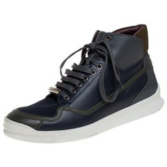 Dior Tricolor Leather High Top Sneakers Size 40