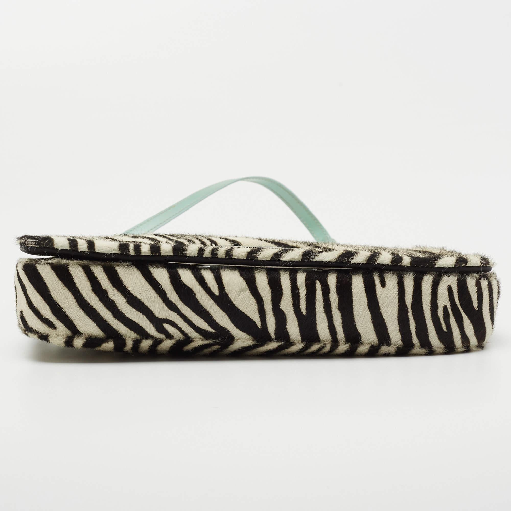 Dior Tricolor Zebra Print Calfhair and Patent Leather Malice Shoulder Bag In Good Condition In Dubai, Al Qouz 2