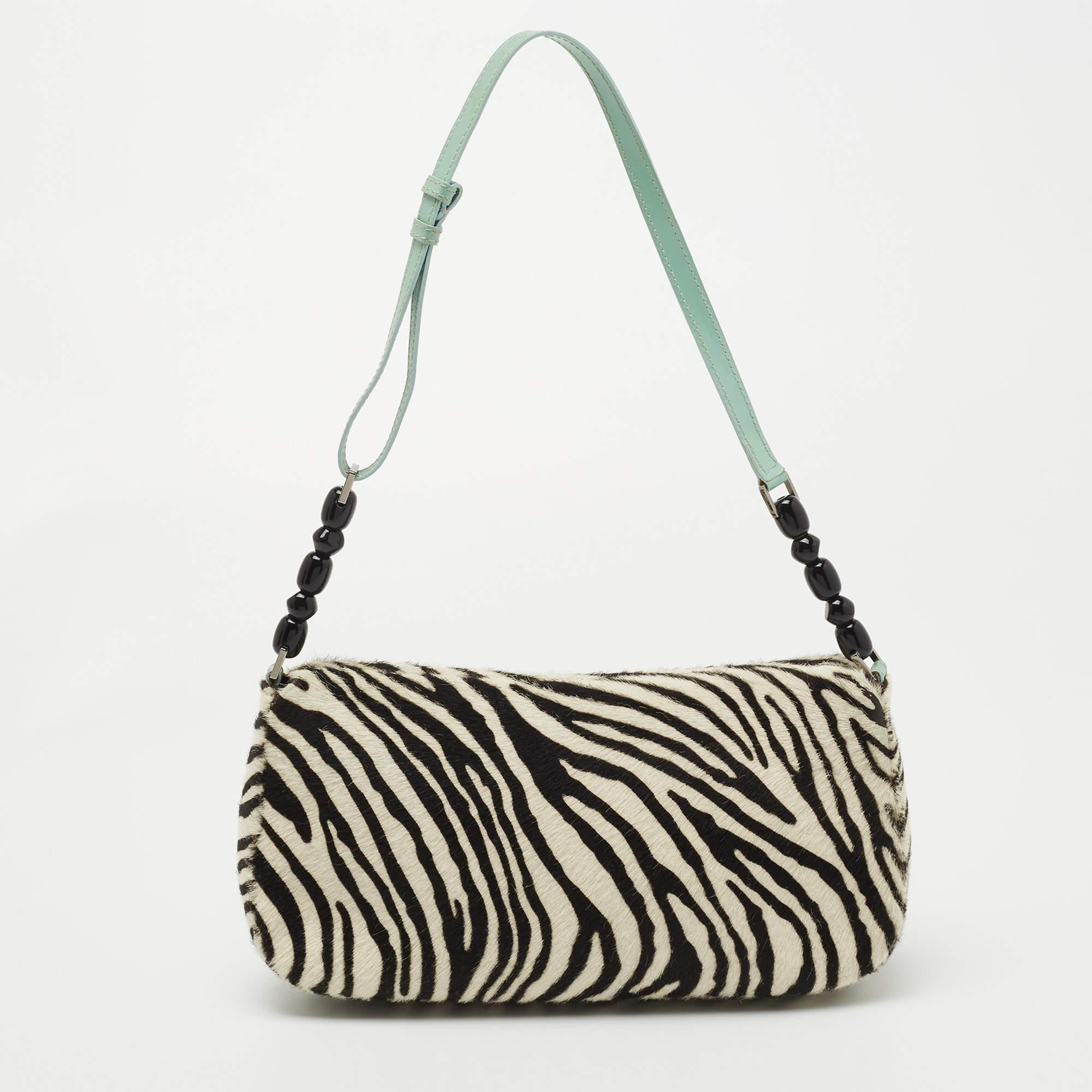 Dior Tricolor Zebra Print Calfhair and Patent Leather Malice Shoulder Bag 1
