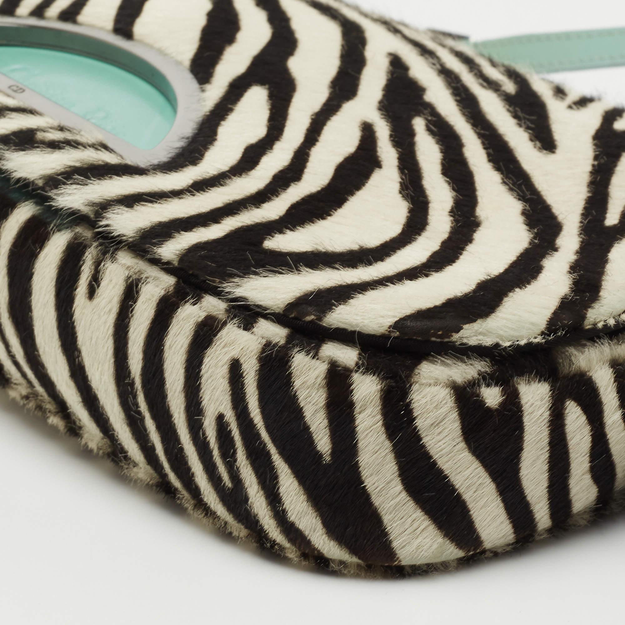 Dior Tricolor Zebra Print Calfhair and Patent Leather Malice Shoulder Bag 4