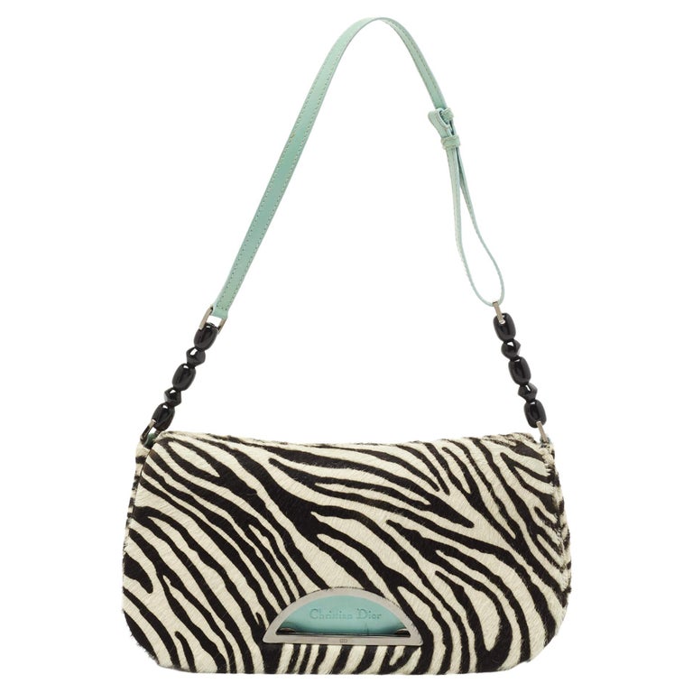 Dior Tricolour Zebra Print Calfhair and Patent Leather Malice Handbag