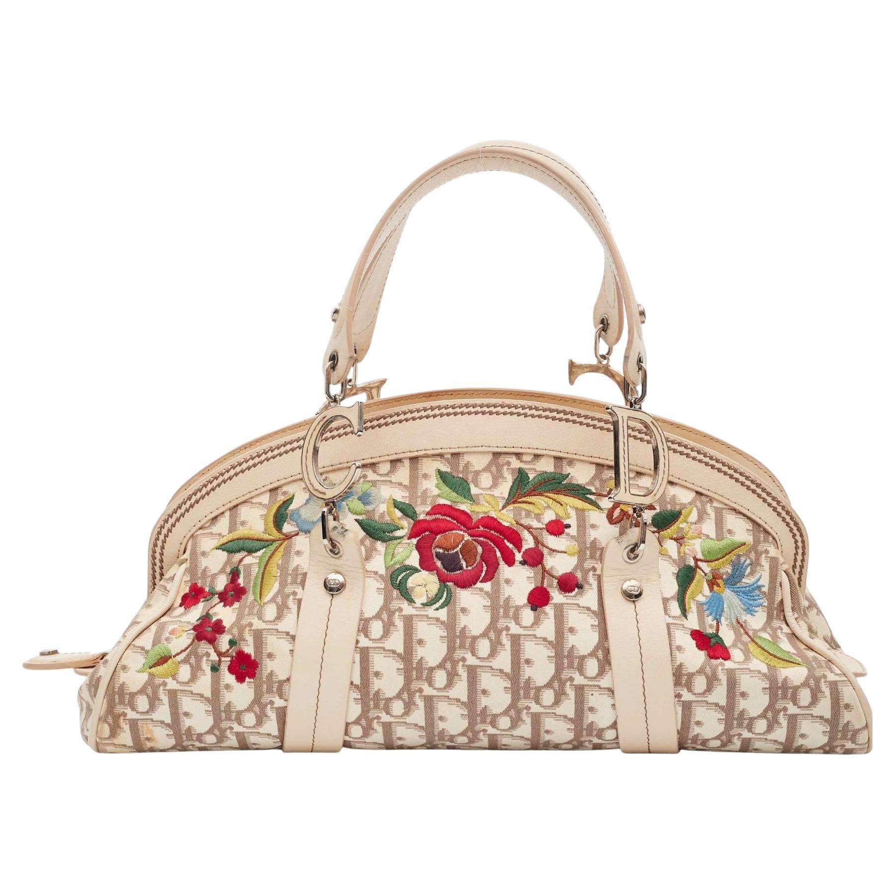 Dior Trotter Diorissimo Bowlingtasche mit Blumenmuster im Angebot