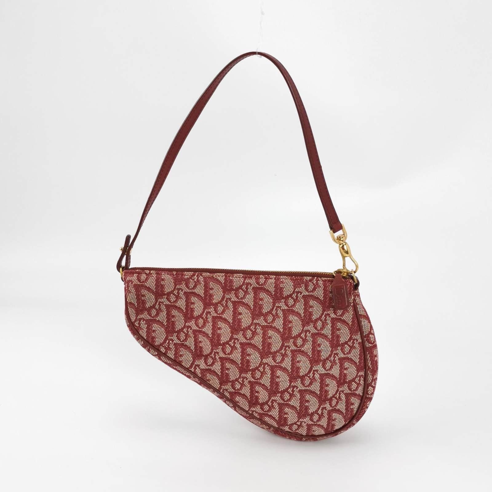 Women's Dior Trotter Mini Saddle bag Burgundy Red Oblique
