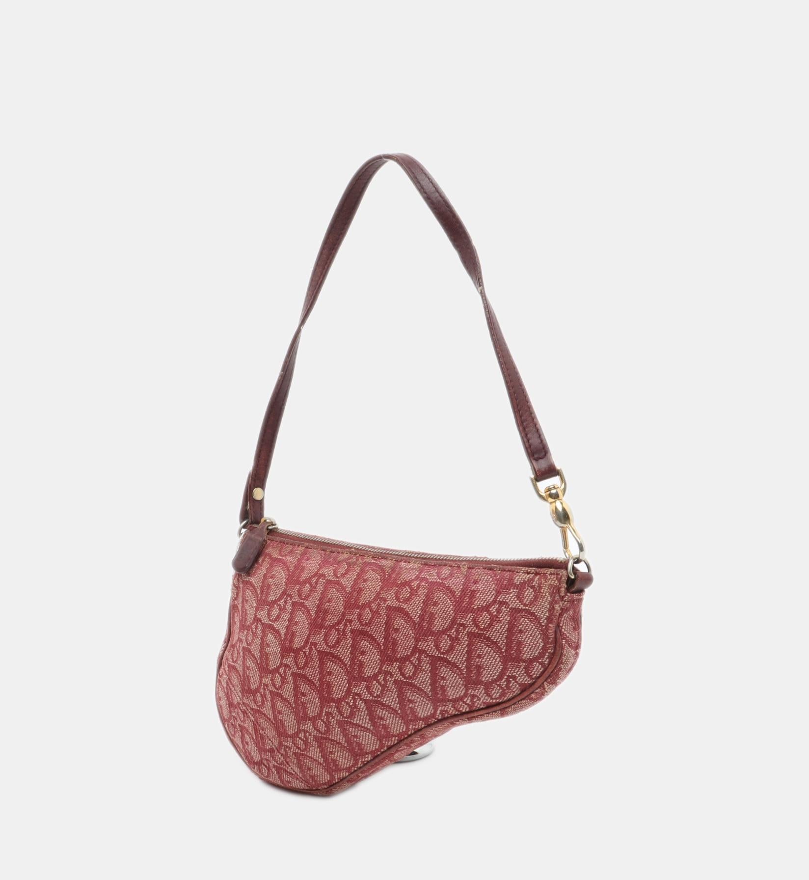 Women's Dior Trotter Mini Saddle bag Burgundy Red Oblique
