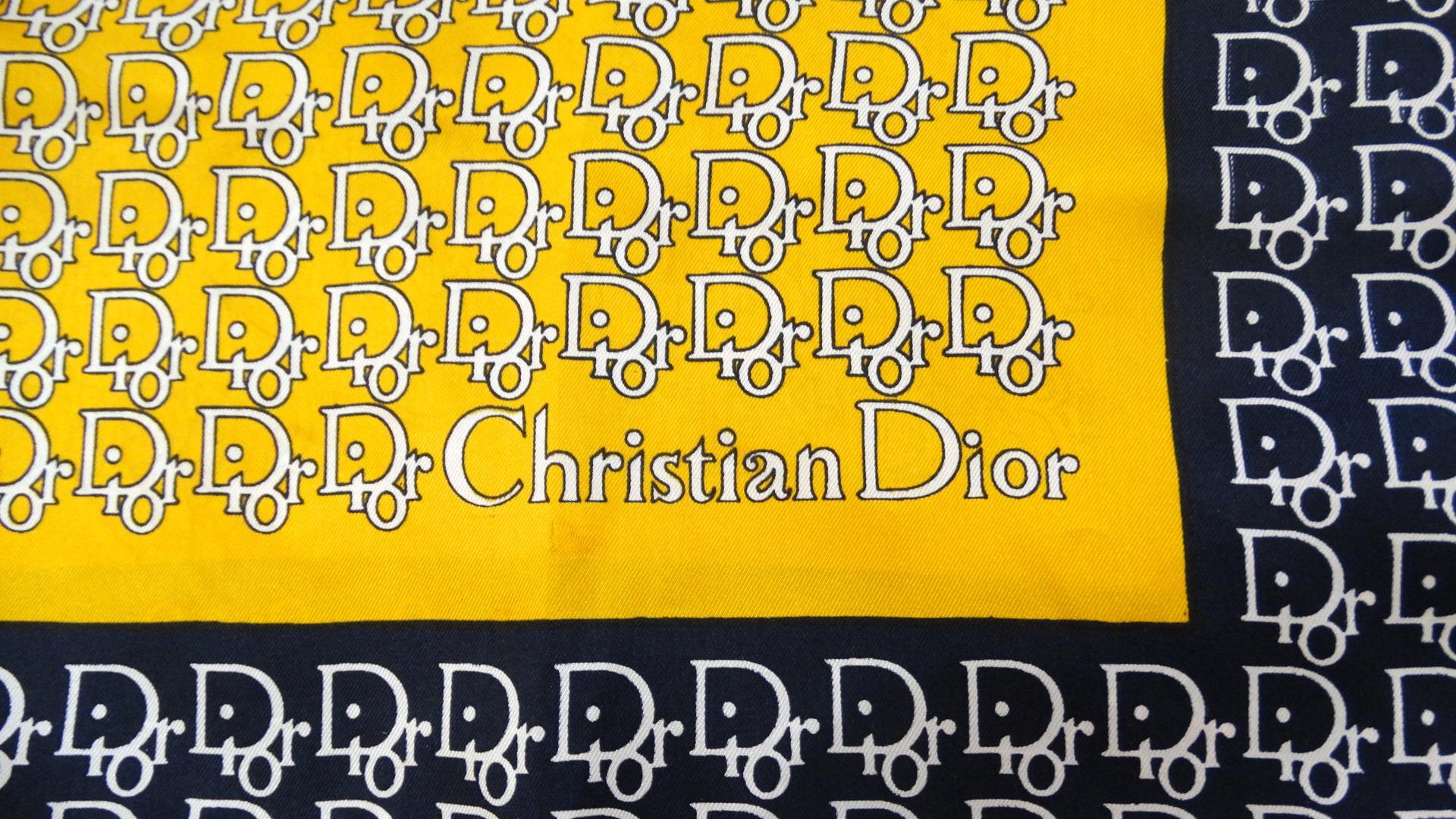 Dior Trotter Monogram Seidenschal in Schwarz und Gelb 1