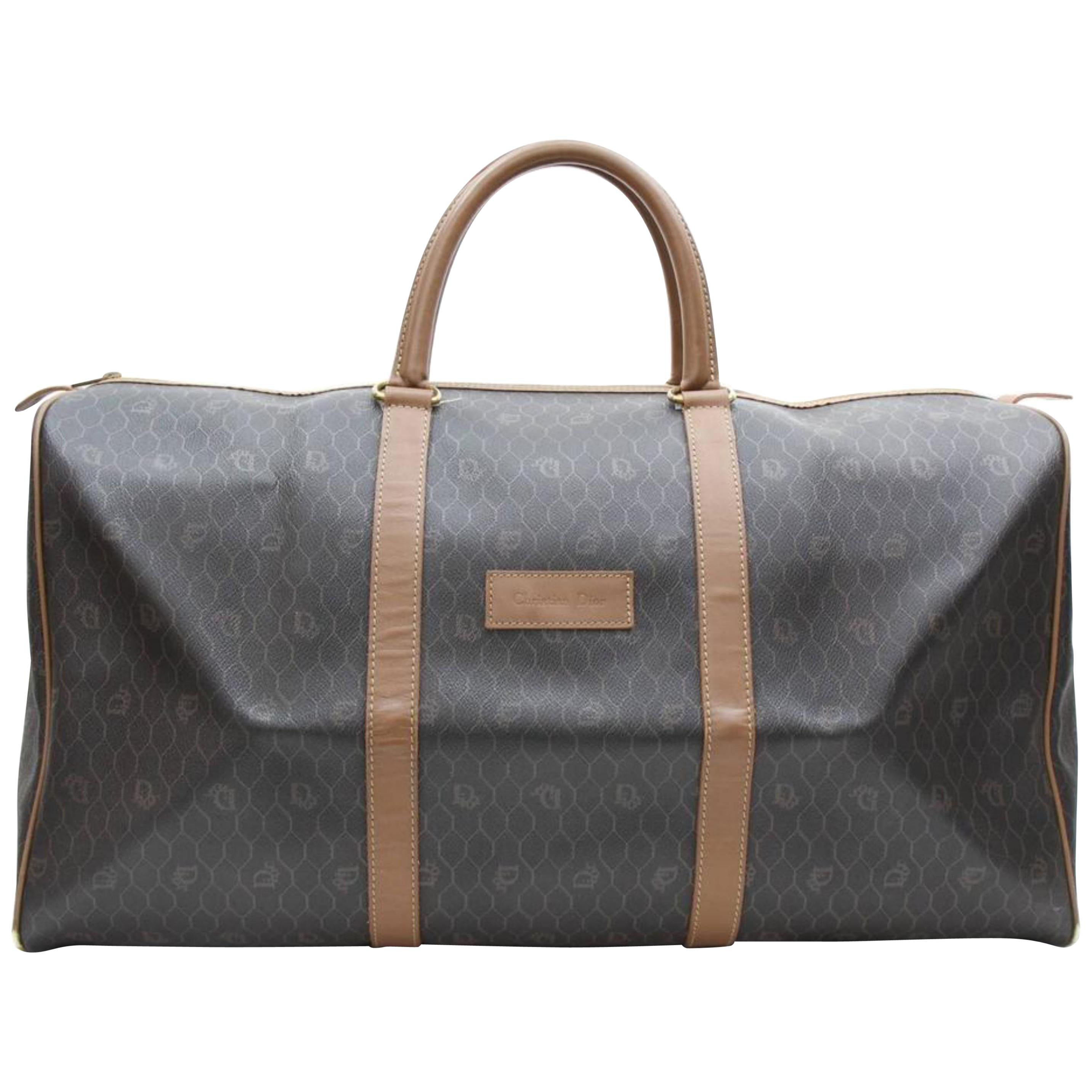 Dior Trotter Signature Oblique Boston Duffle 868005 Black Canvas Travel Bag For Sale