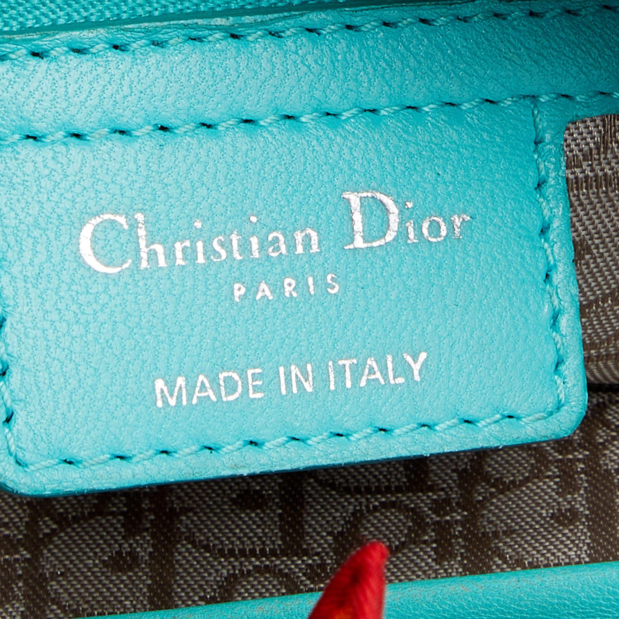 Dior Turquoise Blue Cannage Leather Large Lady Dior Tote 5