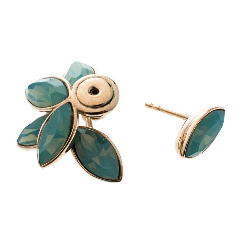 Dior Turquoise Flower Tribale Gold Tone Earrings 1