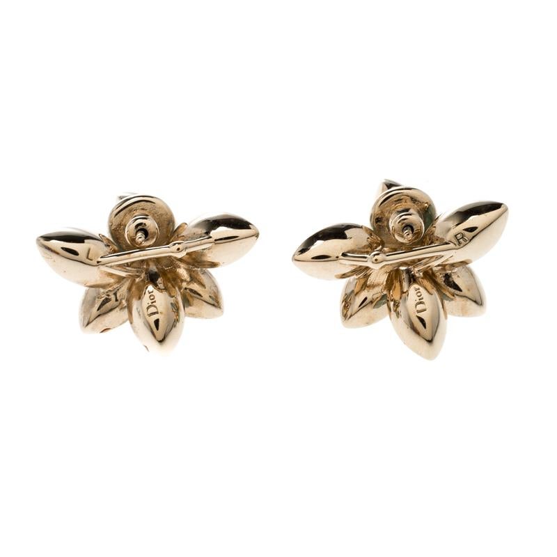 Dior Turquoise Flower Tribale Gold Tone Earrings 3