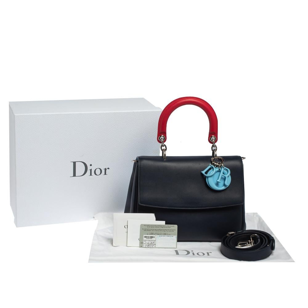 Dior Two Tone Blue Leather Small Be Dior Flap Top Handle Bag 4