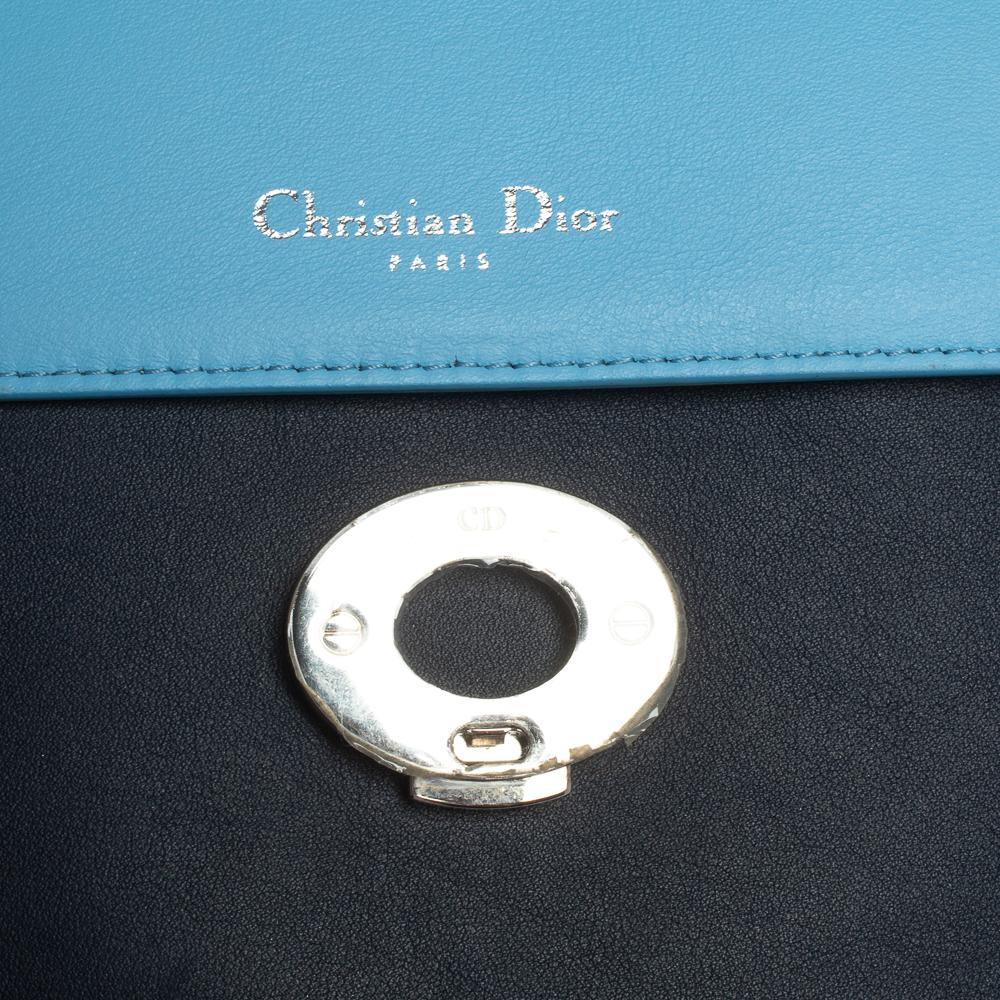 Dior Two Tone Blue Leather Small Be Dior Flap Top Handle Bag 5