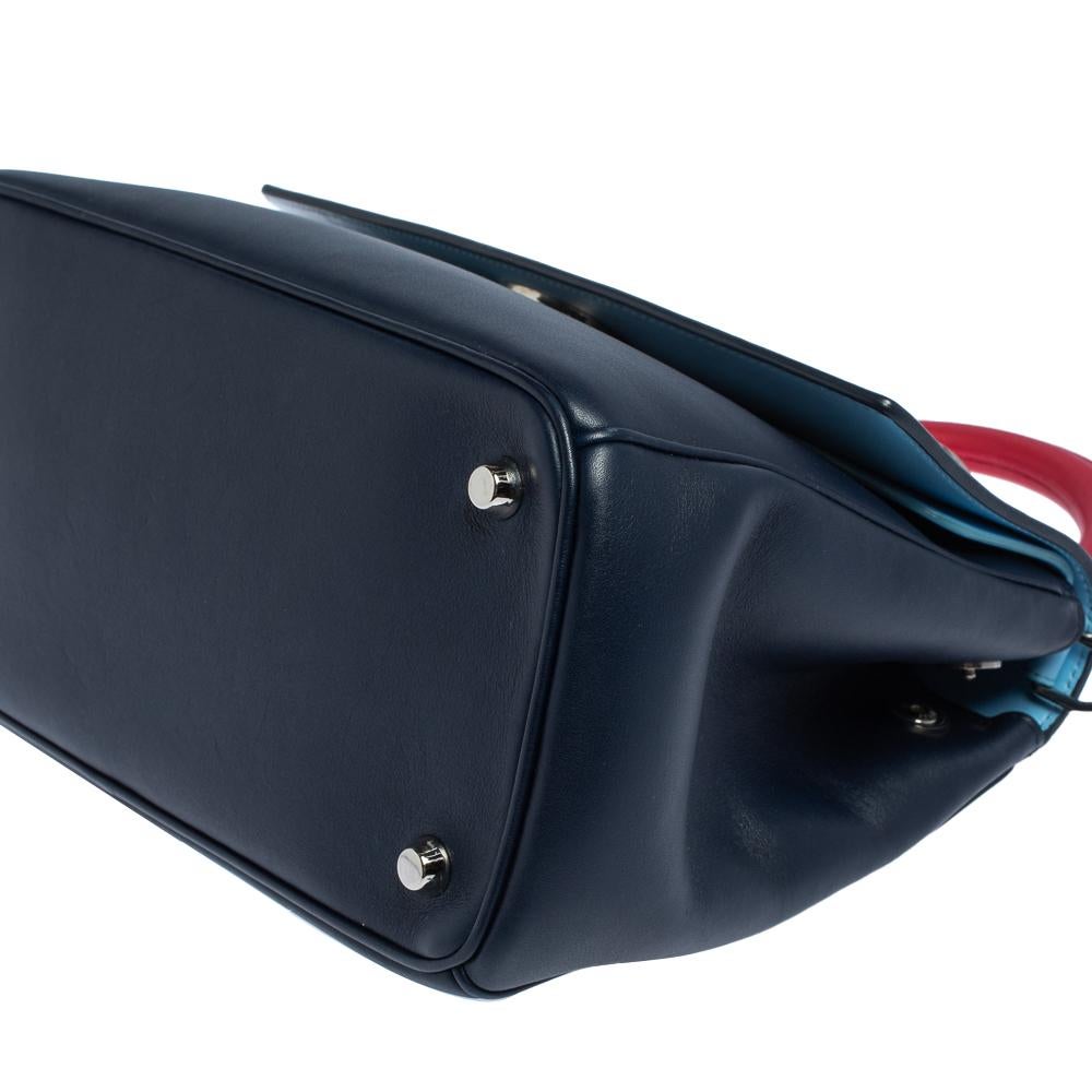 Dior Zwei Ton Blau Leder Klein Be Dior Flap Top Handle Tasche 2
