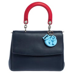 Dior Two Tone Blue Leather Small Be Dior Flap Top Handle Bag