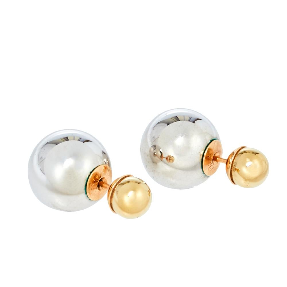 Contemporary Dior Two Tone Mise En Dior Tribales Stud Earrings