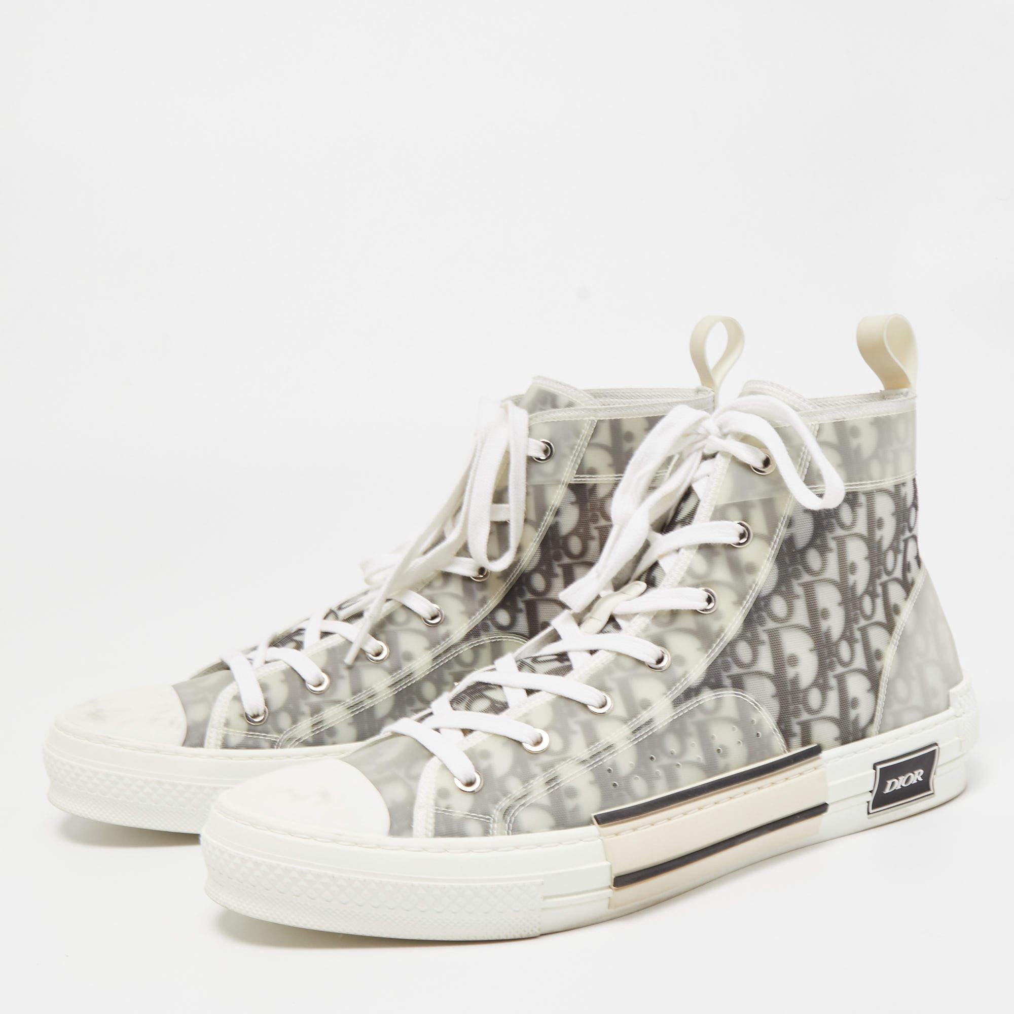 Dior Two Tone Oblique Mesh and PVC B23 High Top Sneakers  1