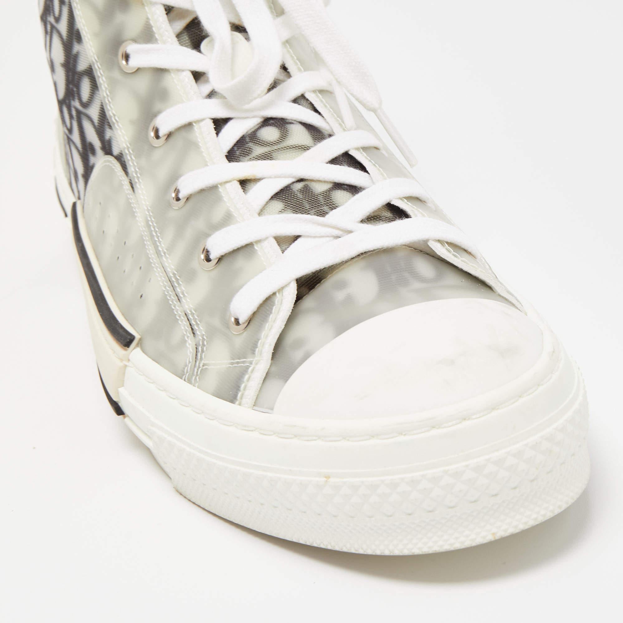 Dior Two Tone Oblique Mesh and PVC B23 High Top Sneakers  2