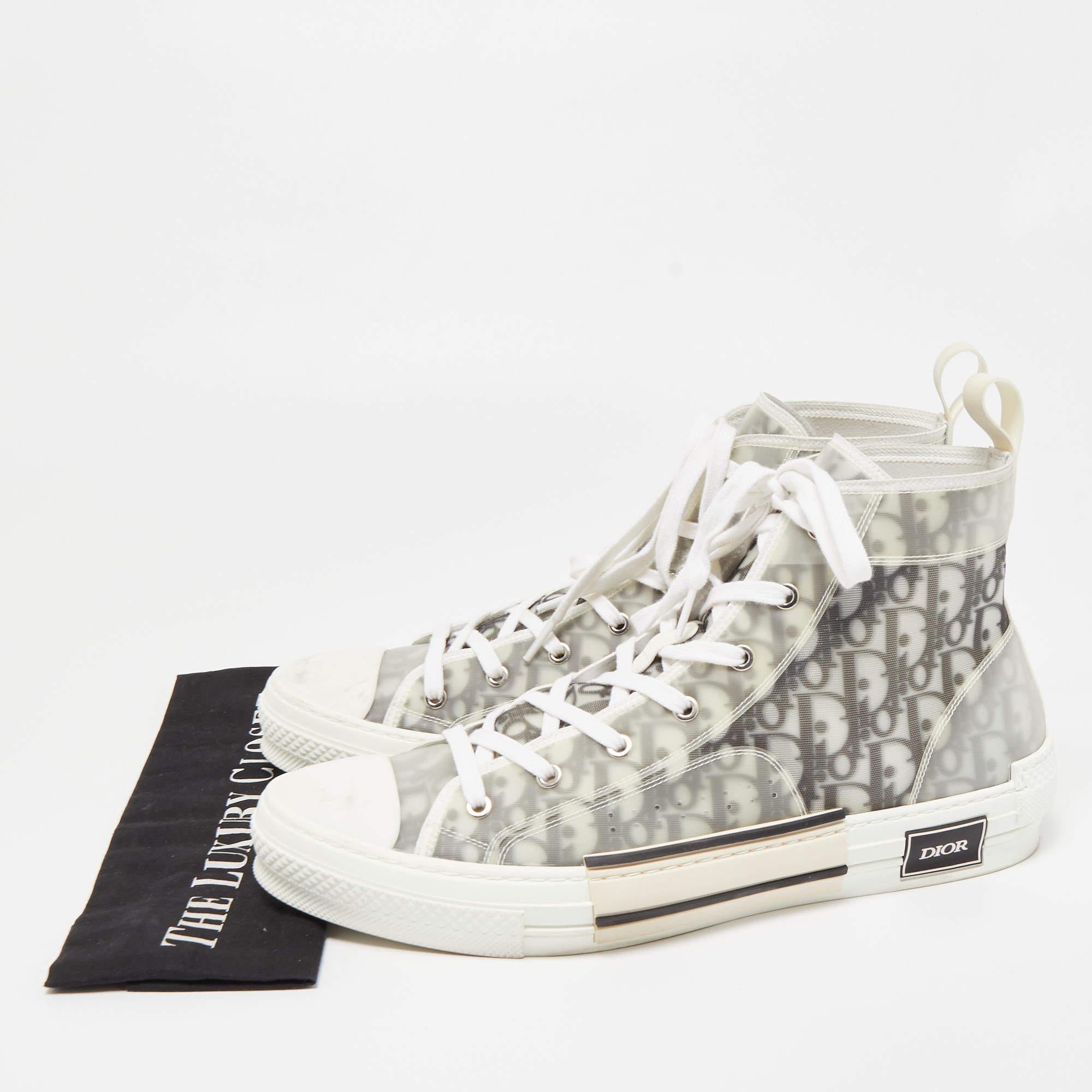 Dior Two Tone Oblique Mesh and PVC B23 High Top Sneakers  3