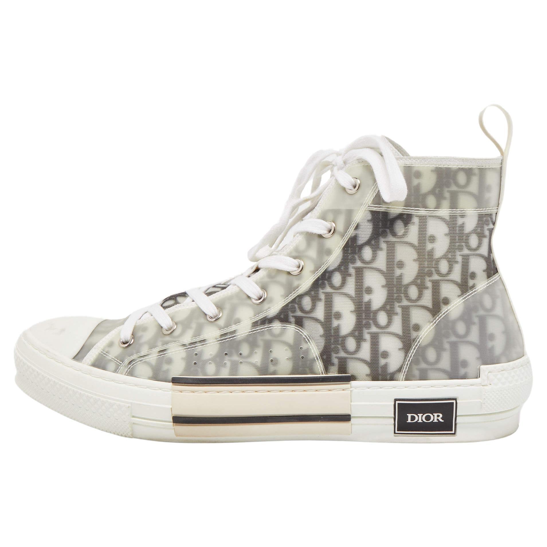 Dior Two Tone Oblique Mesh and PVC B23 High Top Sneakers 