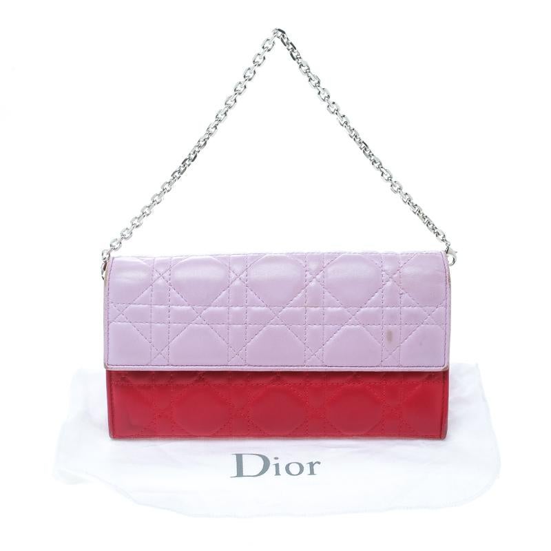 Dior Two Tone Pink Cannage Leather Lady Dior Rendez-Vous Wallet 5