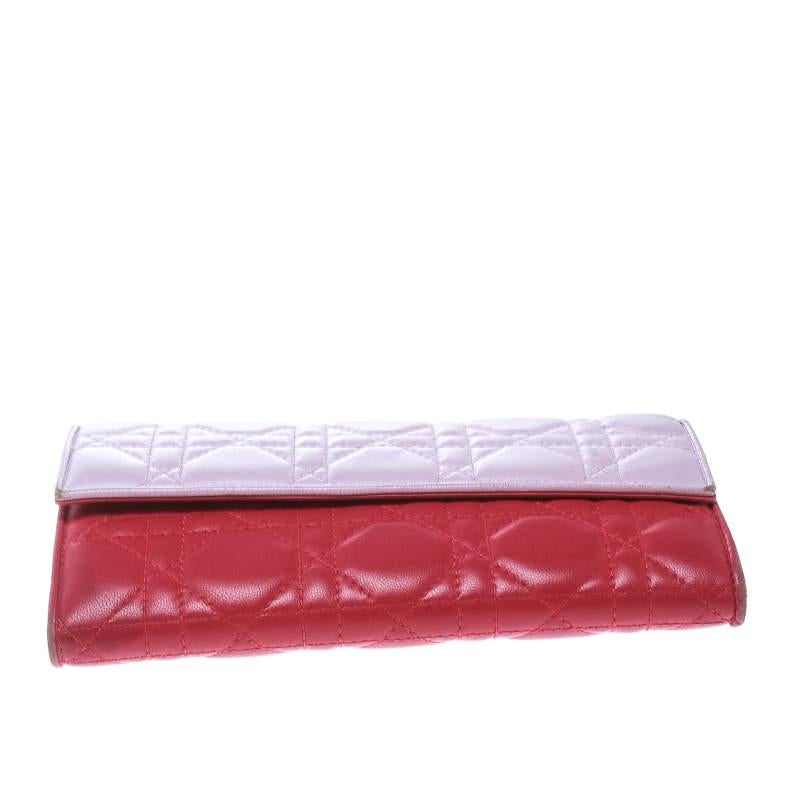 Dior Two Tone Pink Cannage Leather Lady Dior Rendez-Vous Wallet 2
