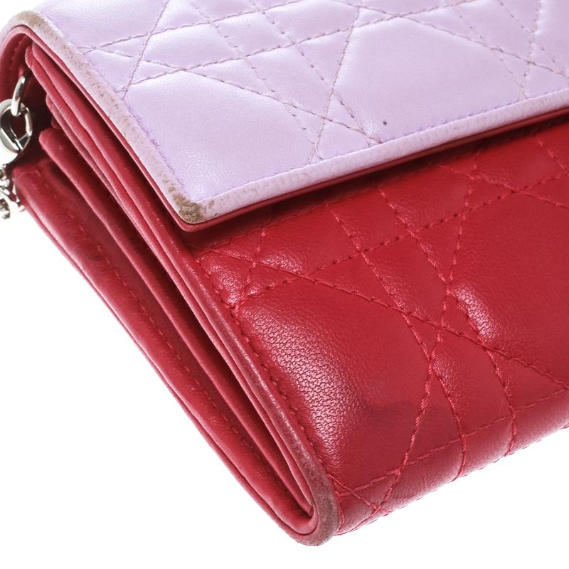 Dior Two Tone Pink Cannage Leather Lady Dior Rendez-Vous Wallet 3