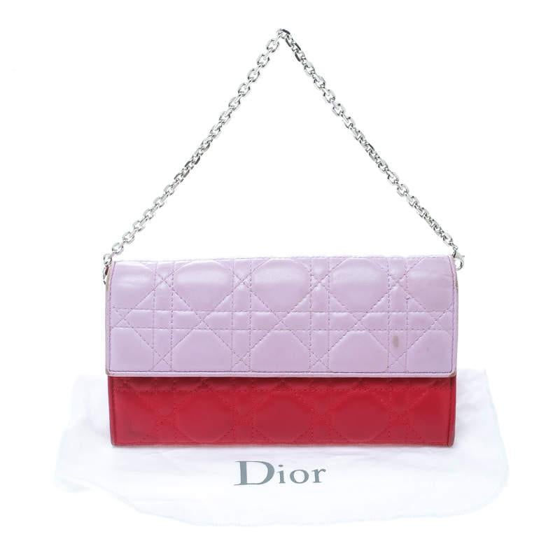 Dior Two Tone Pink Cannage Leather Lady Dior Rendez-Vous Wallet 4