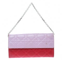 Dior Two Tone Pink Cannage Leather Lady Dior Rendez-Vous Wallet