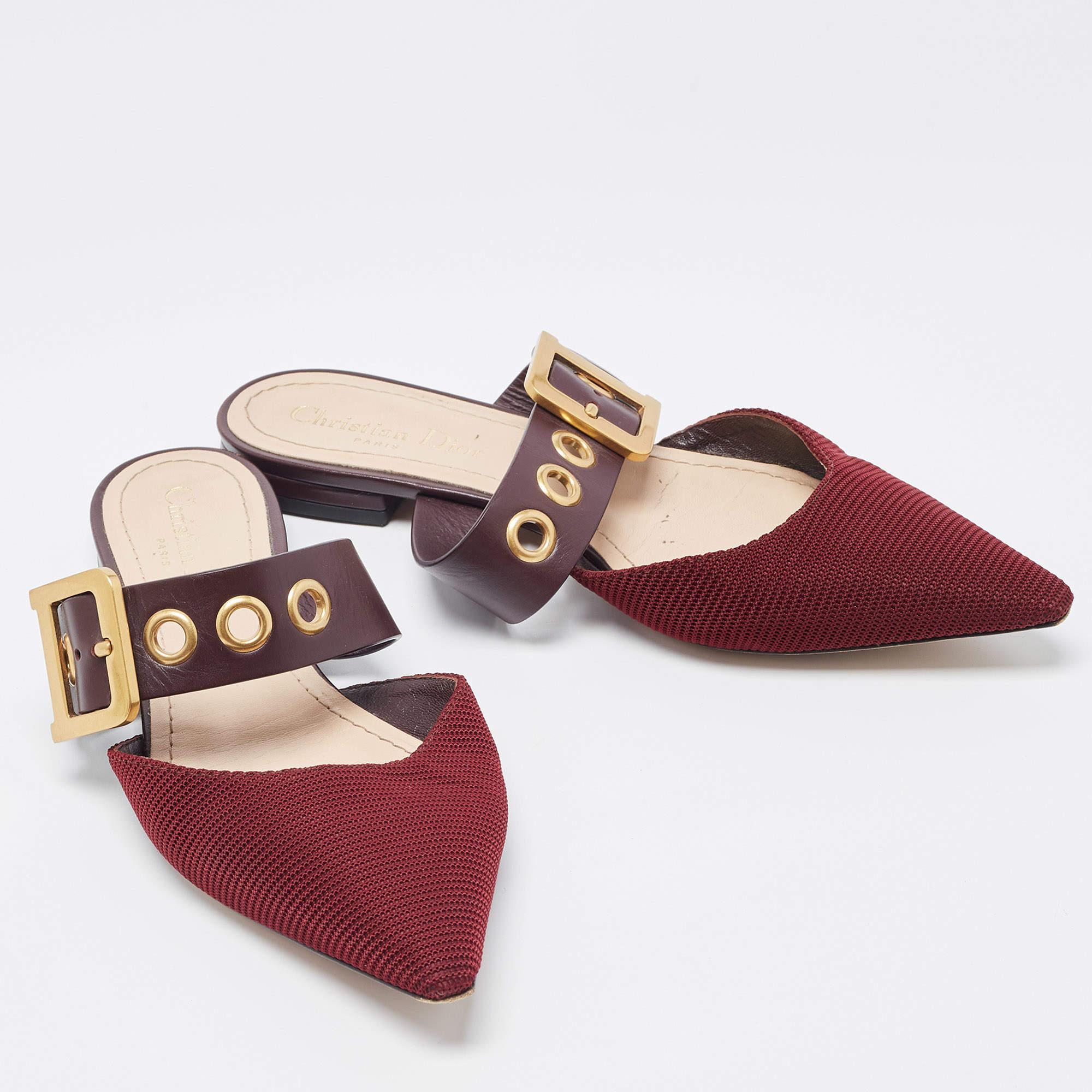 Dior Two Tone Technical Fabric and Leather D-Dior Flat Mules 1