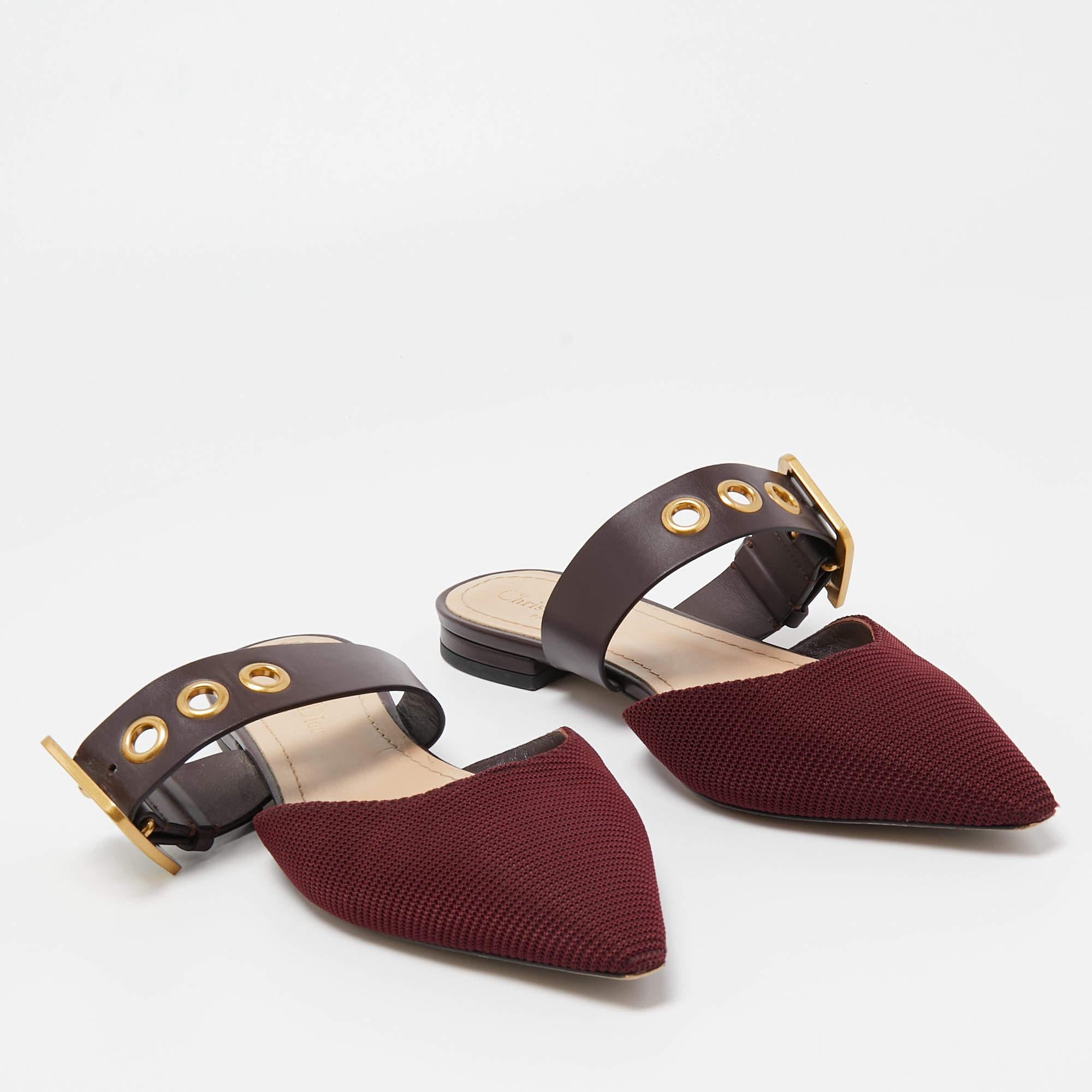 Dior Two Tone Technical Fabric and Leather D-Dior Flat Mules Size 38.5 In Good Condition In Dubai, Al Qouz 2