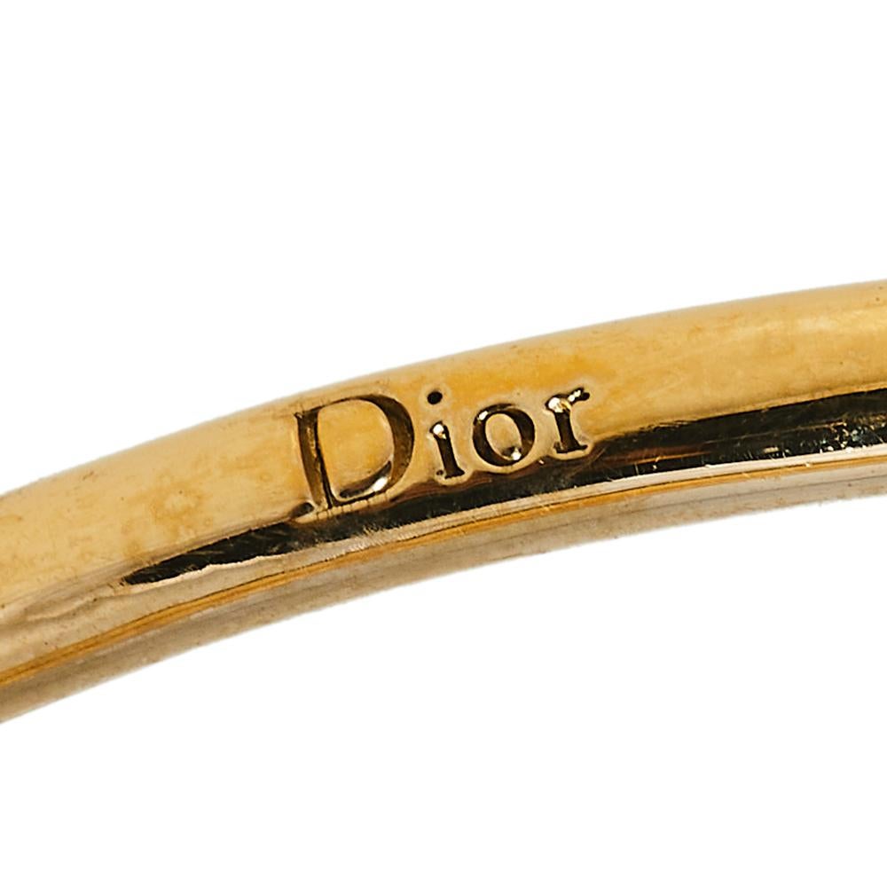 Contemporary Dior Ultradior Faux Pearl Gold Tone Cuff Bracelet
