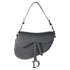 Dior Ultramatte Black Calfskin Medium Saddle Bag