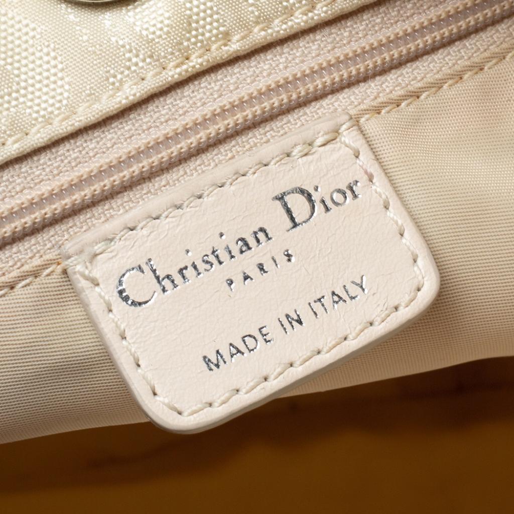 Dior Vanilla Oblique Nylon and Leather Bow Charm Shoulder Bag 4