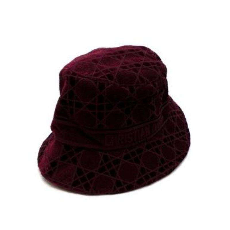 Dior Velvet D-Bobby Burgundy Bucket Hat - Size 57 In Excellent Condition For Sale In London, GB