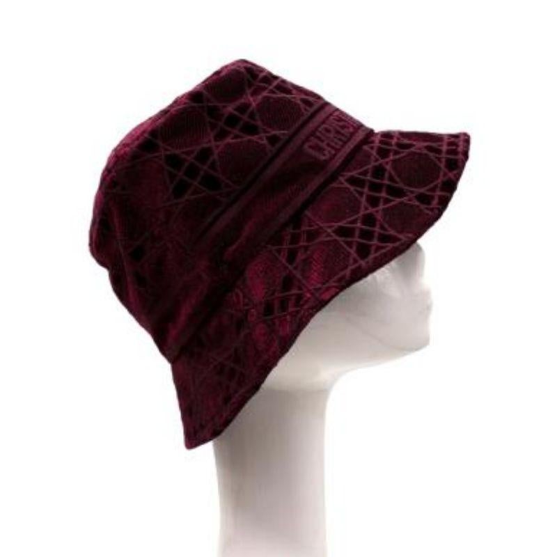 Dior Velvet D-Bobby Burgundy Bucket Hat - Size 57 For Sale 1